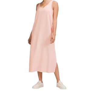 Lululemon Pink Sleeveless V Neck Midi Dress Slits Athleisure Women's Large